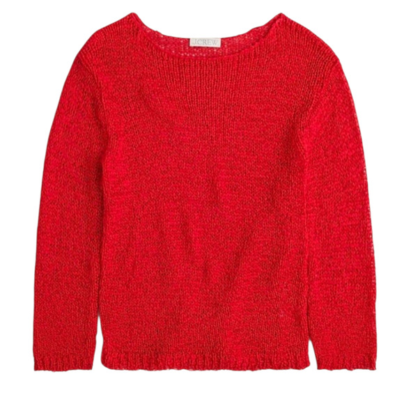 J Crew Montauk Pullover Sweater Vintage Red Loose Knit Wide Neck Relaxed Small - Picture 2 of 8